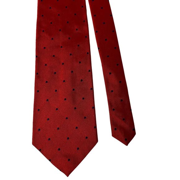 Vintage Brooks Brothers Tie Red/Blue Polka Dot Woven England Made USA Silk. 57” - Picture 7 of 16